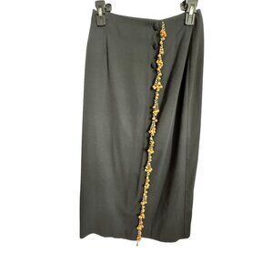 Vintage Sum-Es Black Maxi Skirt S Button Detail & Beaded Accents Boho Classic‎